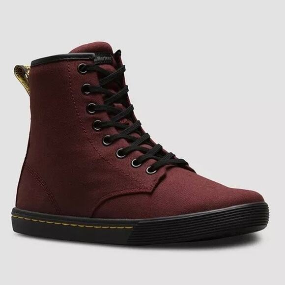 Dr Martens Sheridan Canvas Boots Womens Size 7‎ Oxblood Canvas Lace Up Casual - Picture 1 of 9
